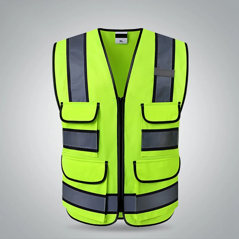 

Sports Reflective Vest High Visibility Multi Pocket Safety Gear Outdoor Protector Tank Top Construction Site Outer Wear Green