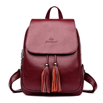 

Mochila Mujer Real Leather Tassel Backpack Bagpack School Shoulder Bags For Women 2019 Backpack For Teenage Girls Back Pack Sac