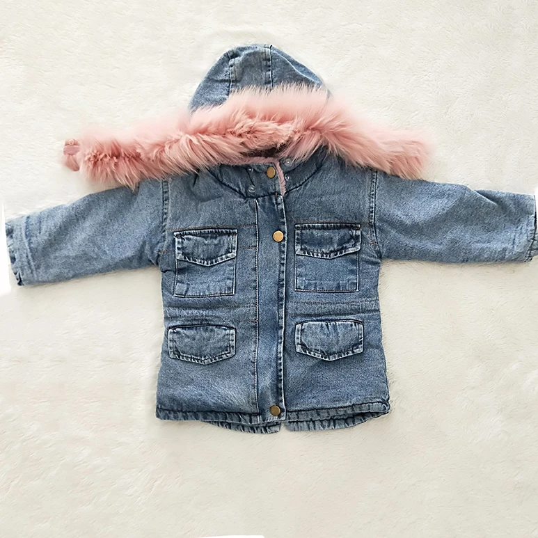 2019 inverno da criança menina denim jaqueta