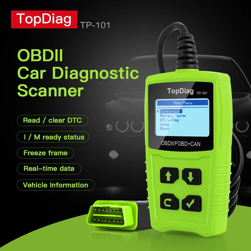 

TopDiag Car OBD2 Scanner Code Reader Auto Diagnostic Tool Battery Testing Erase Fault Code EOBD JD101 OBD II And CAN
