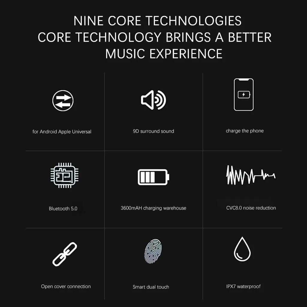 40 # беспроводные наушники Bluetooth 5 0 Спортивные Беспроводные светодиодный дисплей