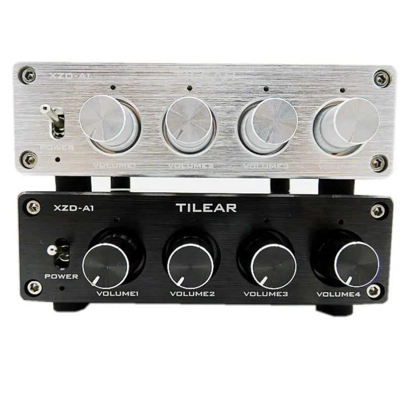HIFI Lossless 1 Input 4 Output RCA HUB Audio Distributor Signal Selector Switch Source Switcher Tone Volume For Amplifier Board