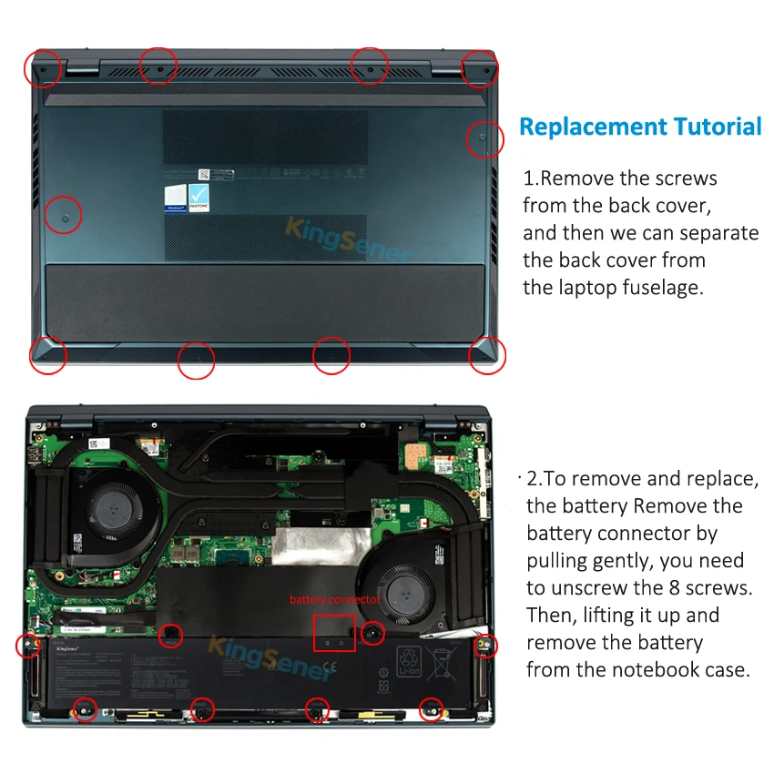 Bateria do Portátil de Kingsener C42n18461 para Asus Zenbook Pro Duo Ux581gv Duo Pro Ux581g Pro Duo Ux581gv 0b20003490015.4v 62wh - Imagem 6