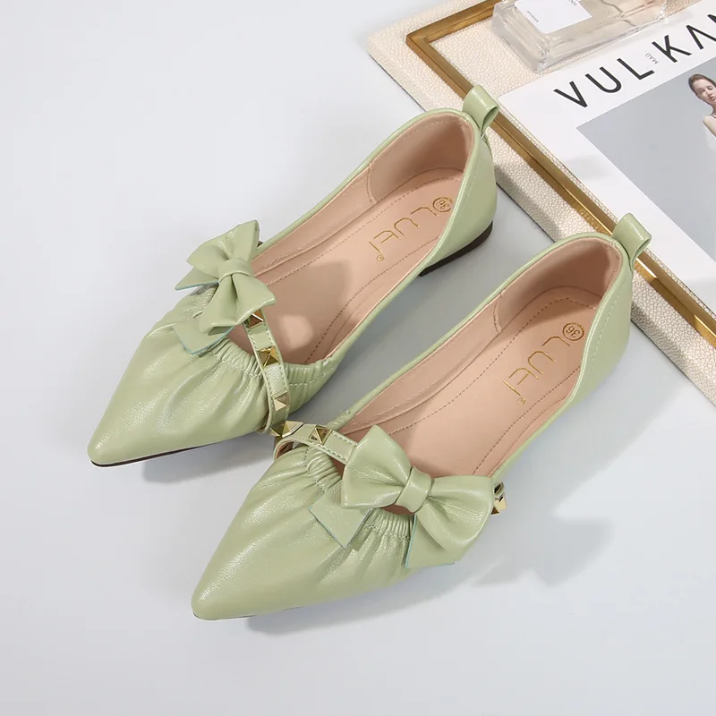 Mocasines planos con nudo de mariposa para mujer, alpargatas de punta estrecha, zapatos de abuelo, bailarinas, mocasines poco profundos 2020 - AliExpress Calzado