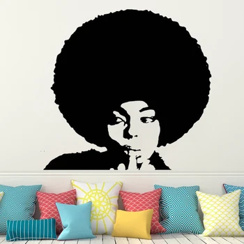 

Vinyl wall sticker for Beauty Salon Woman Face Hairdressing decor Decals African style Wall Decal Window Sticker decor HQ118
