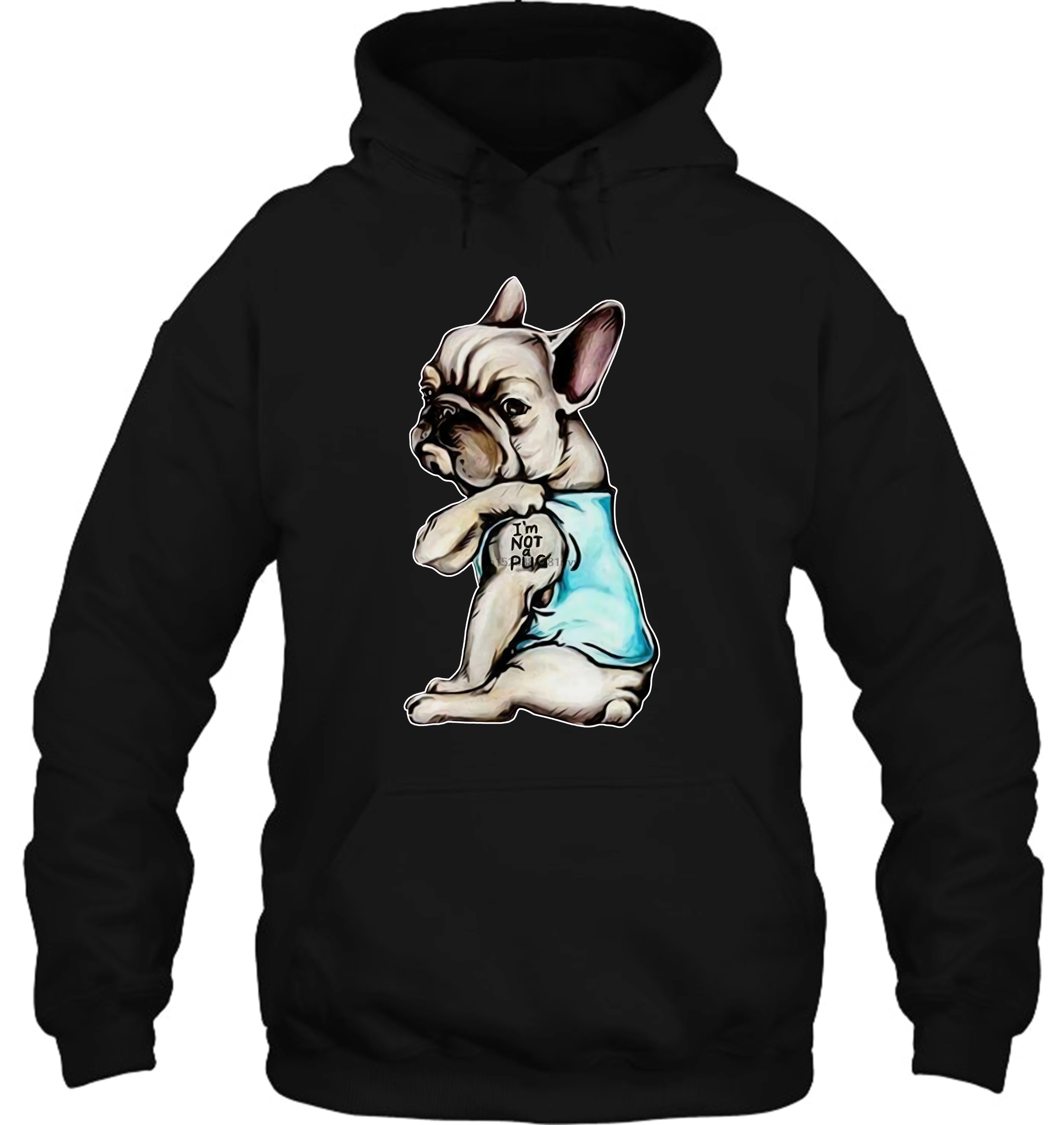 Мужская толстовка Мода Французский бульдог I100% m not a mopg frenchie черная рубашка женская уличная одежда