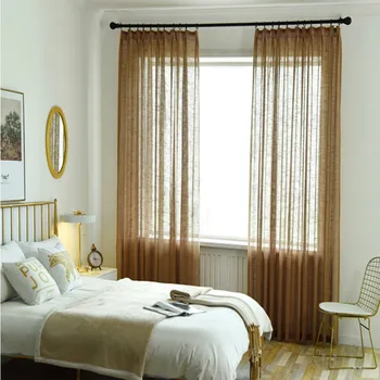 

Cotton Linen Pure Color Light Shading Curtain for Living Room Solid Windows Translucidus Modern Home Deco for Living Room
