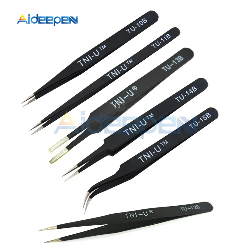 

TU-10B/TU-11B/TU-12B/TU-13B/TU-14B/TU-15B Anti-static ESD Stainless Steel Tweezers Curved Straight Tweezers Repair Tools