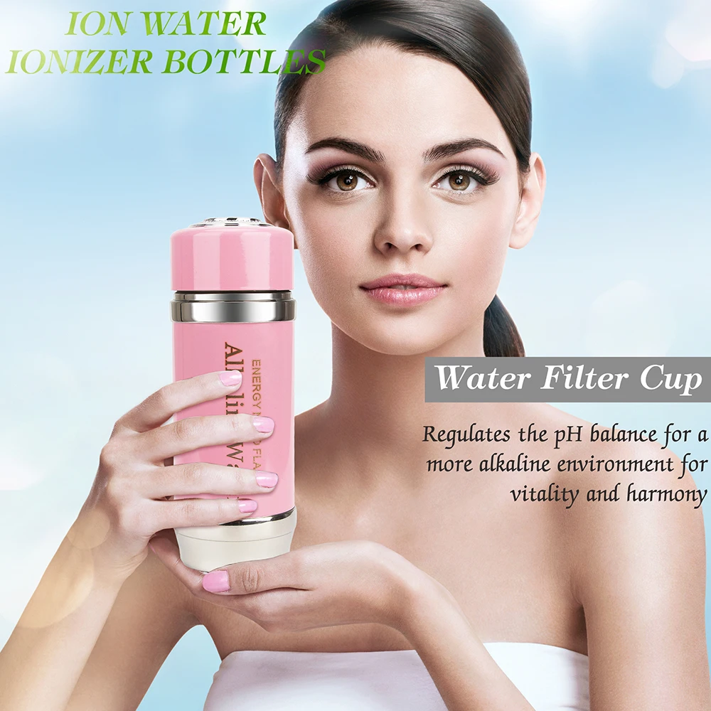 Alkaline Hydrogen Water Bottle Health Care Tourmaline Scalar Energy Nano Flask Negative Ion Water Ionizer Bottle with Filter