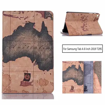 

Map Cover for Samsung Tab A 8.0 2019 Case PU Leather Cover Wallet Card Slot Stand Case for Samsung Galaxy T290 T295