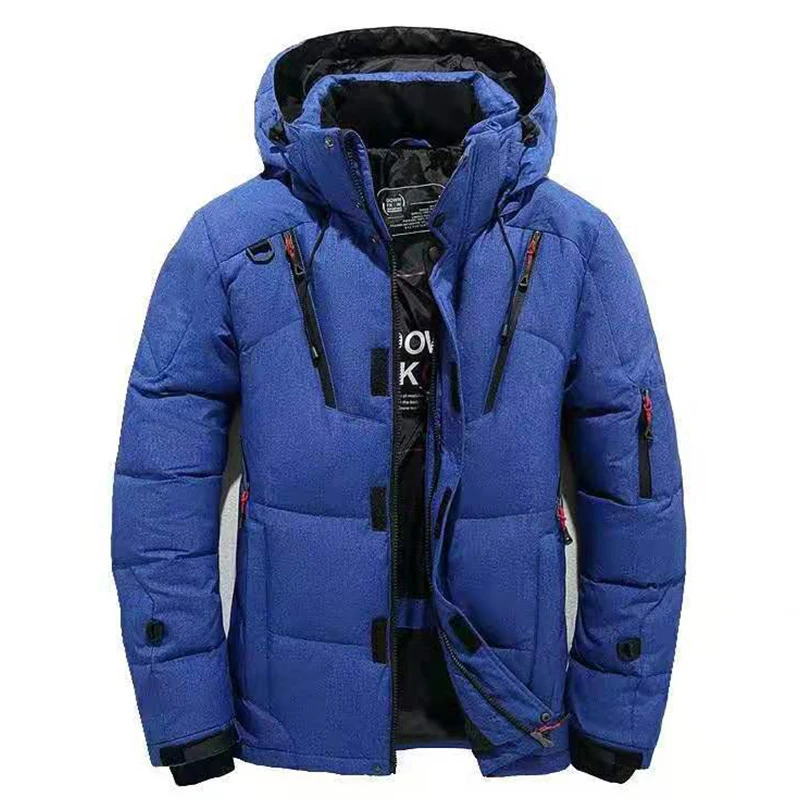 Winter Jacket Men Thick Duck Down Warm Hooded Coats Men Outwear Windbreaker Parkas Casaco Masculino Brand Clothing Multi-Pockets - Цвет: Blue