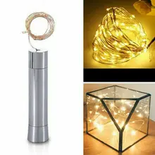 LED Silver String Lights Wine Bottle Lights Battery Powered Cork Metal Shape Glass Stopper Lamp Christmas Garland Wedding Decor