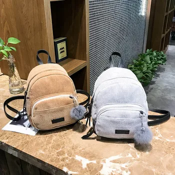 

Hairball Corduroy School Bags for Teenage Girls Fashion Women Sweet Backpack Travel Shoulder Bag Small Mini Backpack Mochila