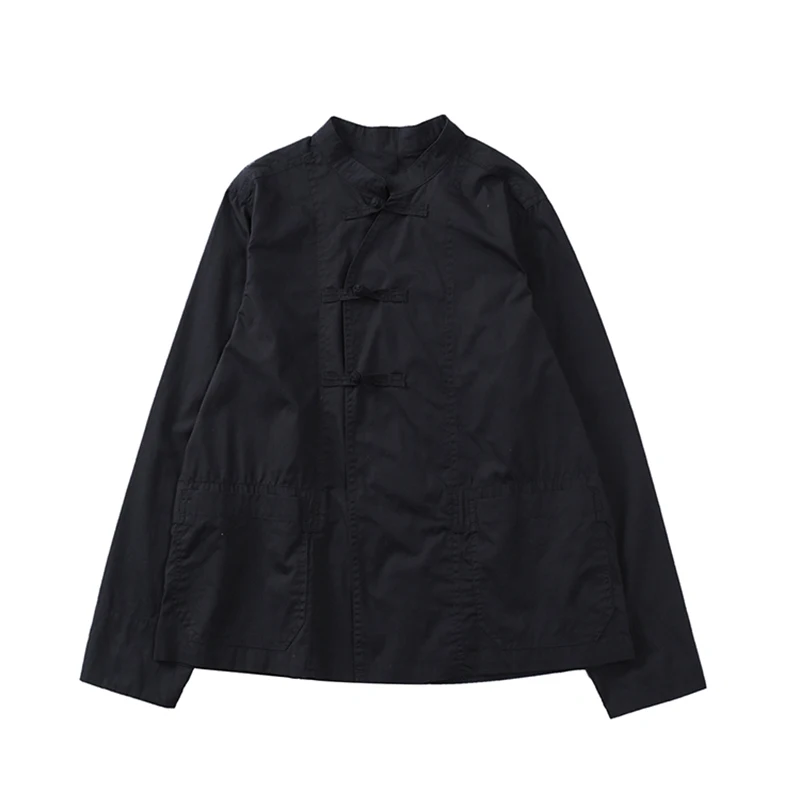 black GCC1338 XITAO винтажный воротник-стойка с карманом рубашка с длинным рукавом в китайском стиле однотонное платье Блузка женская Осень Тонкий Топ Женская GCC1338 - Цвет: black GCC1338