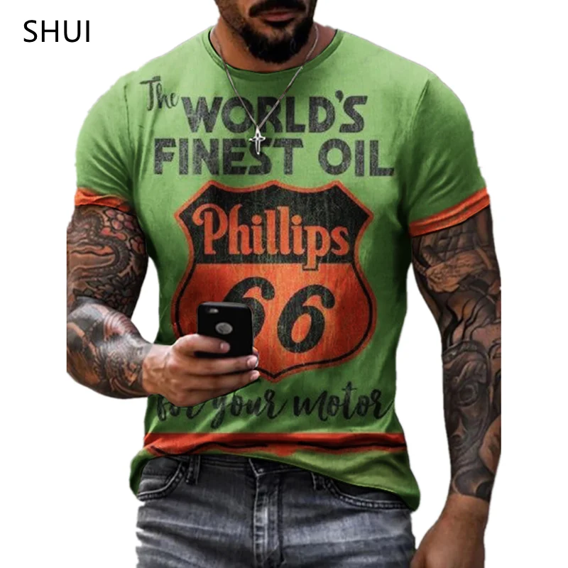 Summer New Mens T Shirts Oversized Loose Clothes Vintage Short Sleeve Fashion 66 Letters Printed O Collared Tshirts Route 66 Men
