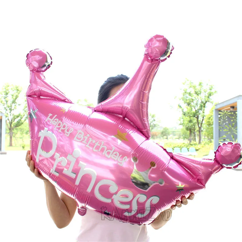 Новинка Корона из розового золота фольги Воздушные шары Синий/Розовый Корона С Днем Рождения вечерние украшения детский игрушечный детский душ сюрприз globos - Цвет: L PK princess crown