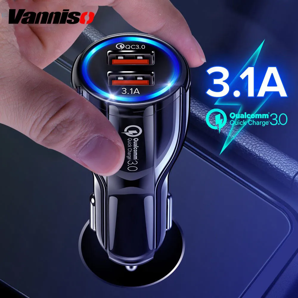 Автомобильное USB зарядное устройство Vanniso QC 3,0 для мобильных телефонов gps 3.1A быстрая зарядка автомобильное зарядное устройство двойной USB адаптер для мобильного телефона для автомобиля