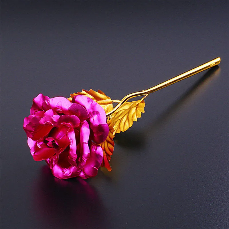 Rose Flower 24K Gold Plated Golden Valentine's Day Wedding Birthday Gifts Girlfriend Gift 6 Color Available For Festival Gifts