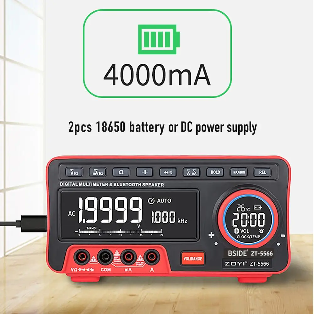 Мини настольный мультиметр BSIDE ZT-5566 двойной экран EBTN 19999 дисплей Multimetro+ беспроводной динамик напряжение тока крышка Гц Тестер