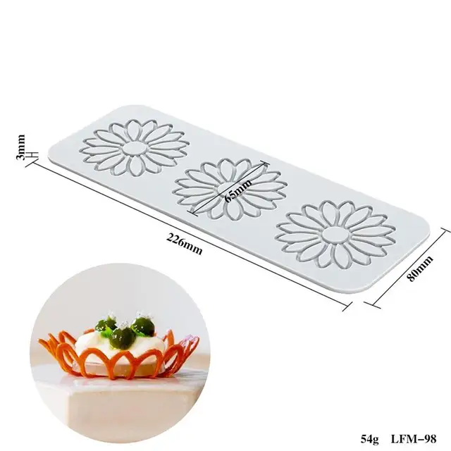 New Leaf Flower Ring Round Fondant Lace Mat Chocolate Mold DIY Baking Decoration Molecular Cuisine Printing Silicone Mold Style 1