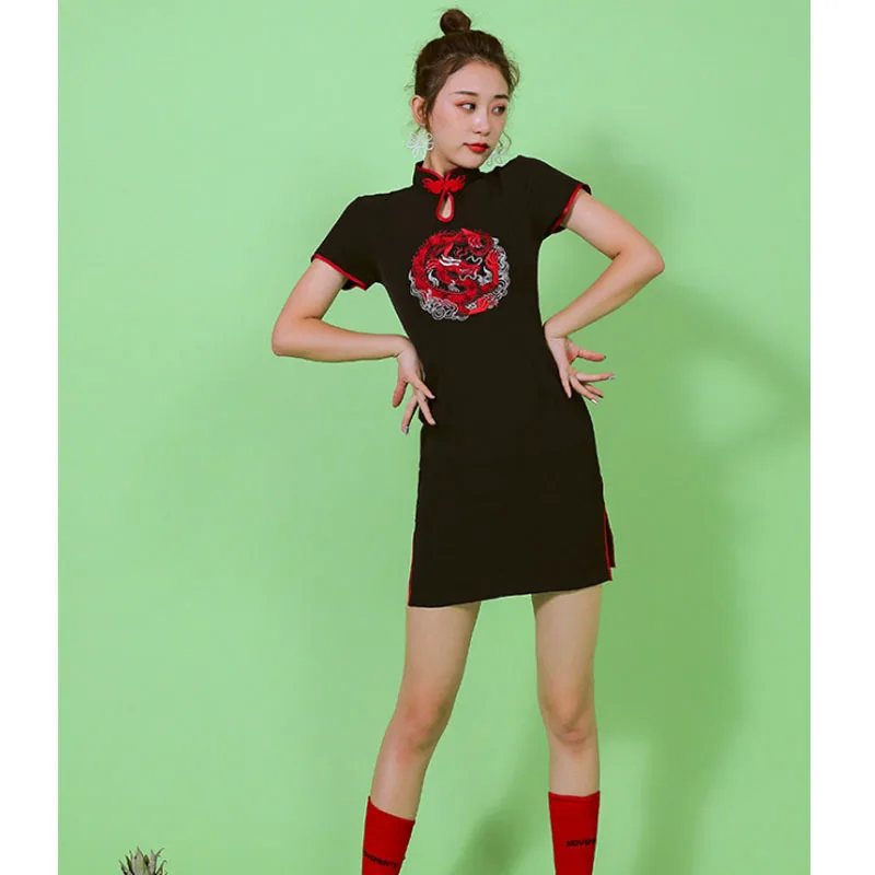 

2019 Summer New Style Modern Improved Cheongsam Dress GIRL'S Fashion nian qing kuan New Students Chinese-style Short