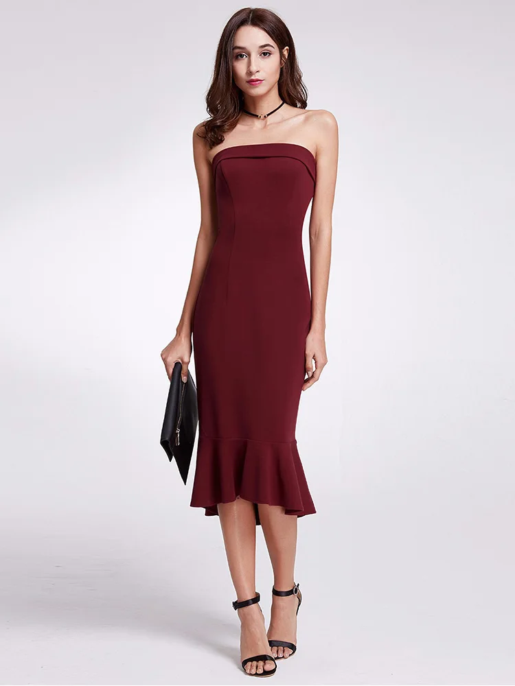 B Style Burgundy Это Yiiya платье для выпускного вечера es без бретелек бордового цвета размера плюс длиной до колена платье для выпускного вечера для женщин C427 Русалка Vestidos De Gala - Цвет: B Style Burgundy