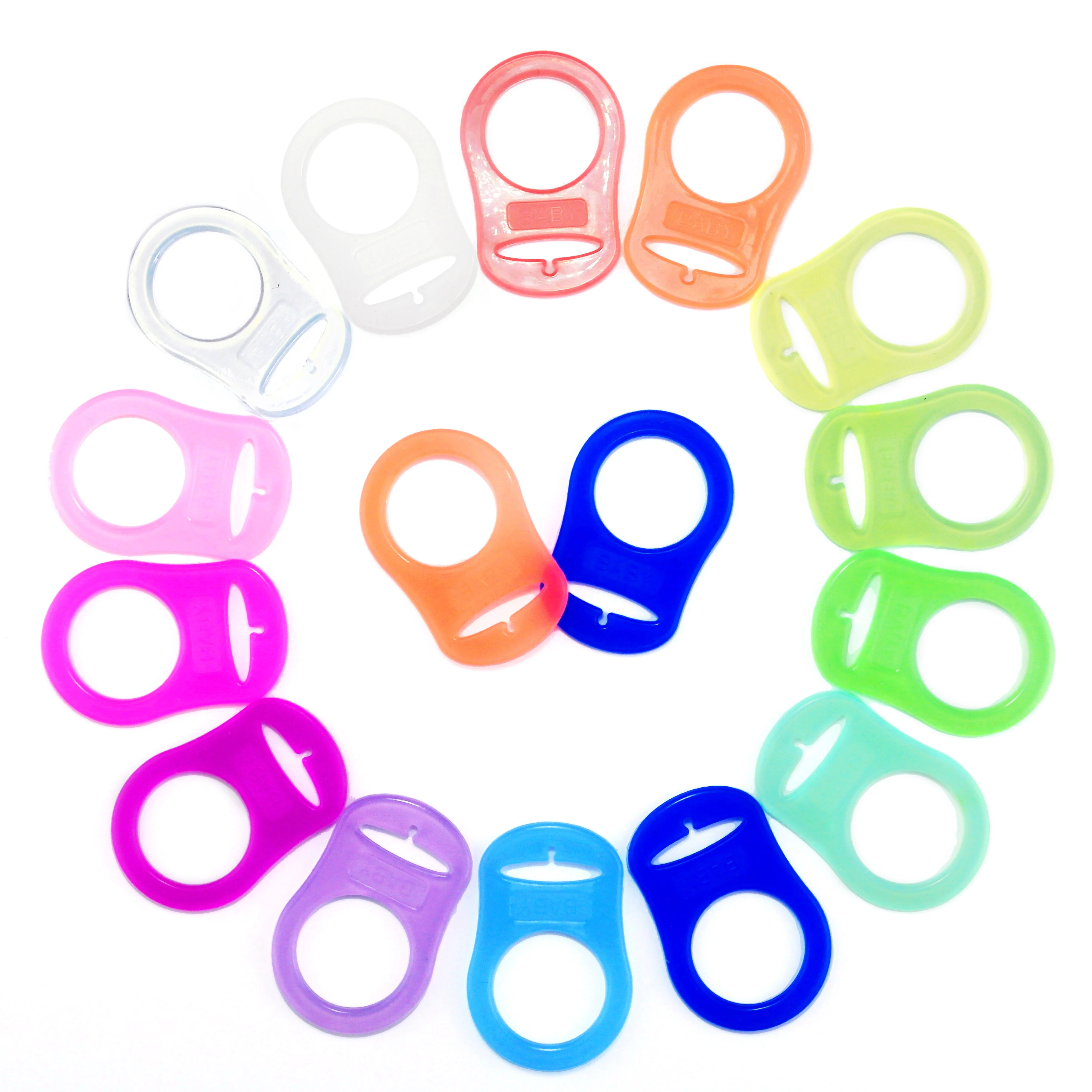 Sutoyuen 100 Pcs Clean Food Grade Transparent Silicone Pacifier Adapter Ring Holder for MAM NUK Dummy O Ring Attache Sucette