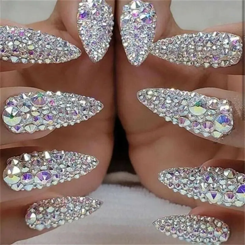 Rhinestone Crystal Nail Art Decoration 2/3/4/5mm 3D AB Color