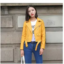 Новые модные женские гладкие Мотоциклетные Куртки из искусственной кожи женские с длинным рукавом Осень Зима Байкерская уличная Черная куртка