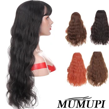 

MUMUPI cheap synthetic wig Orange hair Long Water Wave curly Hairstyle lolita for Women blond girl cosplay fake false hair
