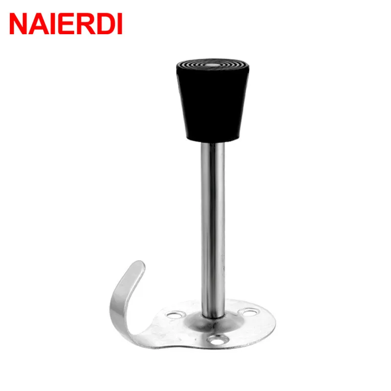 NAIERDI Stainless Steel Door Stopper Bathroom Wall Hooks Floor Wall Mount Hanging Hook Non-magnetic Door Holder Door Hardware