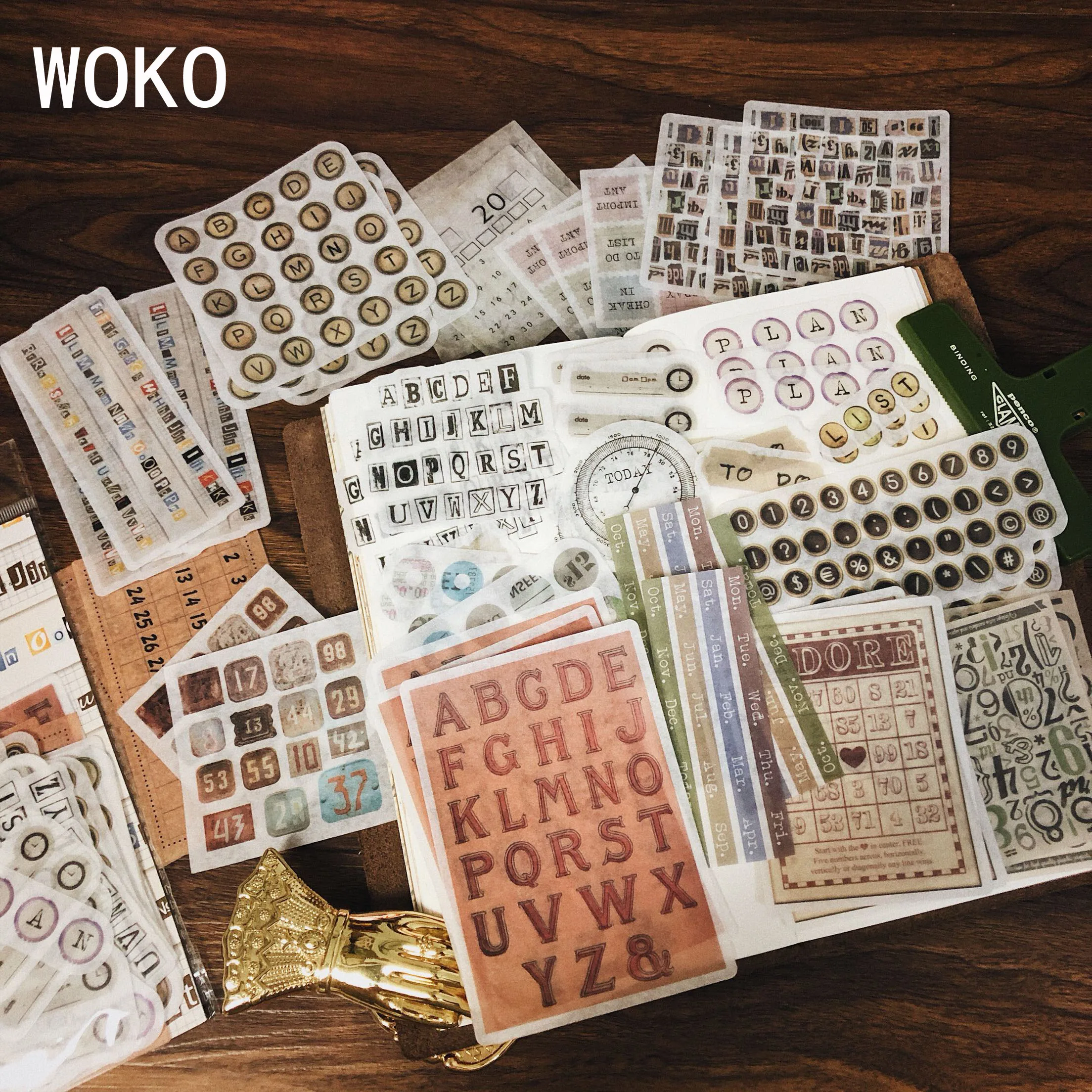 WOKO 60 шт. ретро граффити персонаж пуля журнал материал Алфавит/номер/Daliy/To Do/Week Plan Deco наклейка, сделай сам, скрапбукинг