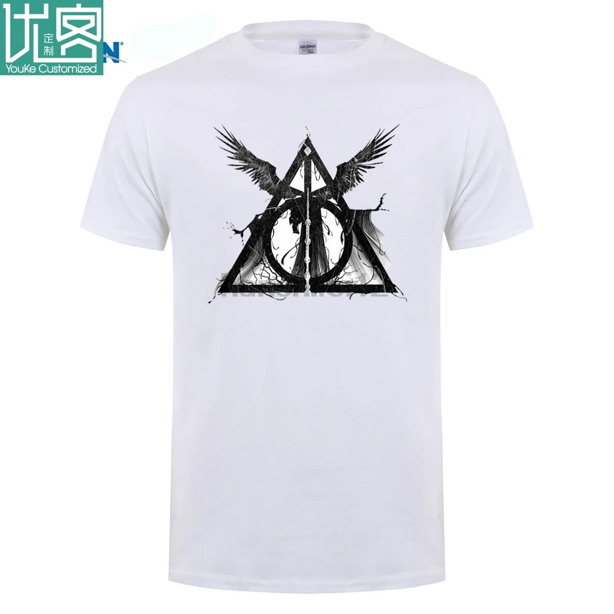 

casual t-shirt Three Brothers Tale Design 2019 Summer Newest Cool Three Deathly Hallows Print Tops Tees O-Neck T Shirt
