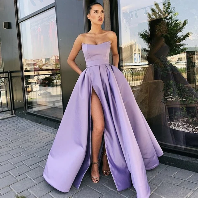 lavender strapless dress