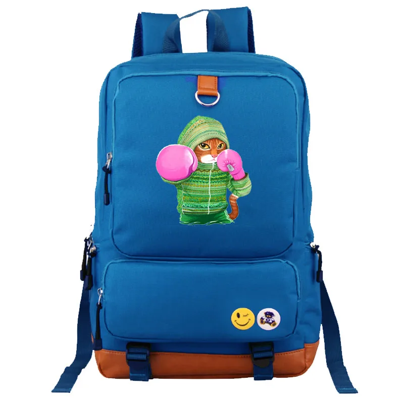 style1 blue Супер милый мультфильм Кот атака Рюкзак Студенческая Школьная Сумка Повседневный Рюкзак для студента ноутбук рюкзак - Цвет: style1 blue