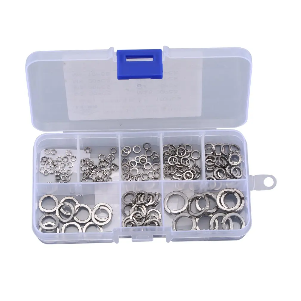 

180PCS/set M2 M2.5 M3 M4 M5 M6 M8 M10 304 Stainless Steel Shells Pad Spring Lock Washer Elastic Gasket