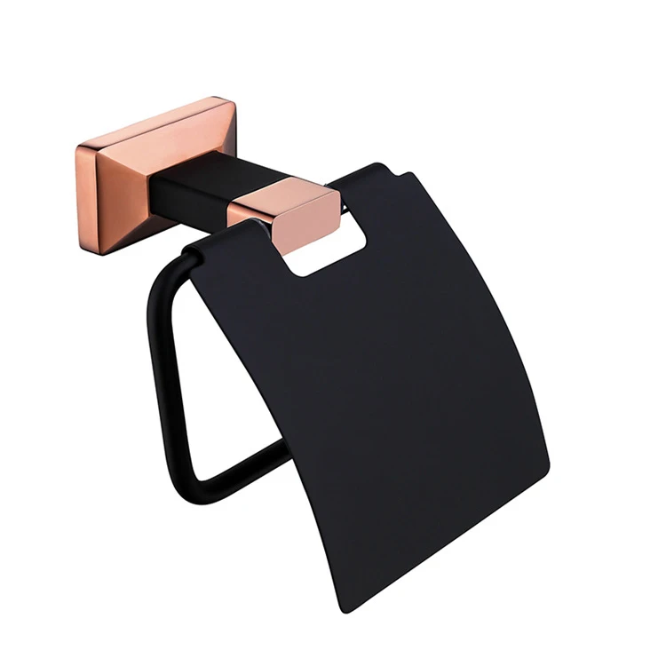 Hongdec роскошные аксессуары для ванной комнаты из нержавеющей стали розового золота и черного цвета - Цвет: Paper towel holder