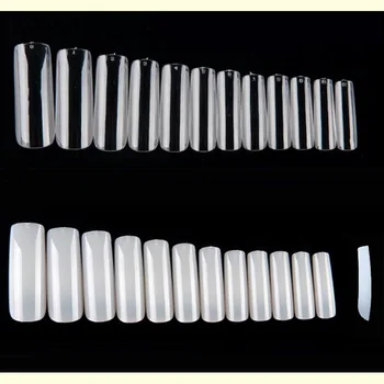 

504Pcs Long Square Nail Tips Overlap Nail Full Cover 12 Size ( Clear / Natural )