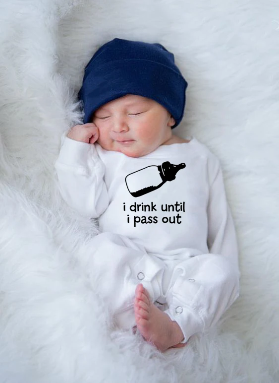 

Funny New Baby Romper I Drink Until I Pass Out Print Fashion Newborn Clothing Infant Long Sleeve Cotton Toddler Unisex Jumpsuit