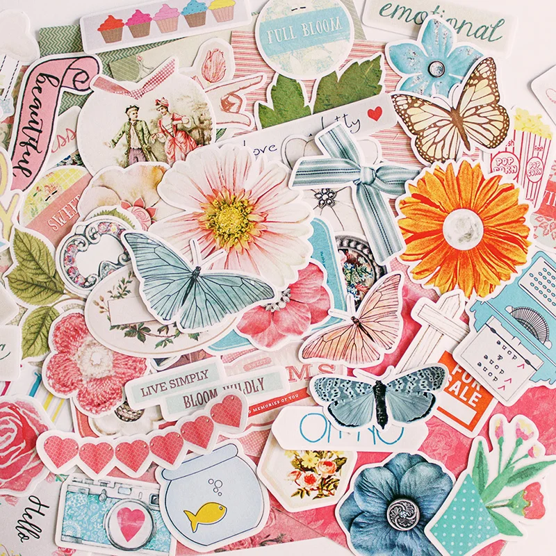 

71Pcs/Set Fresh Flower Butterfly Sticker DIY Craft Scrapbooking Album Junk Journal Happy Planner Decorative Stickers