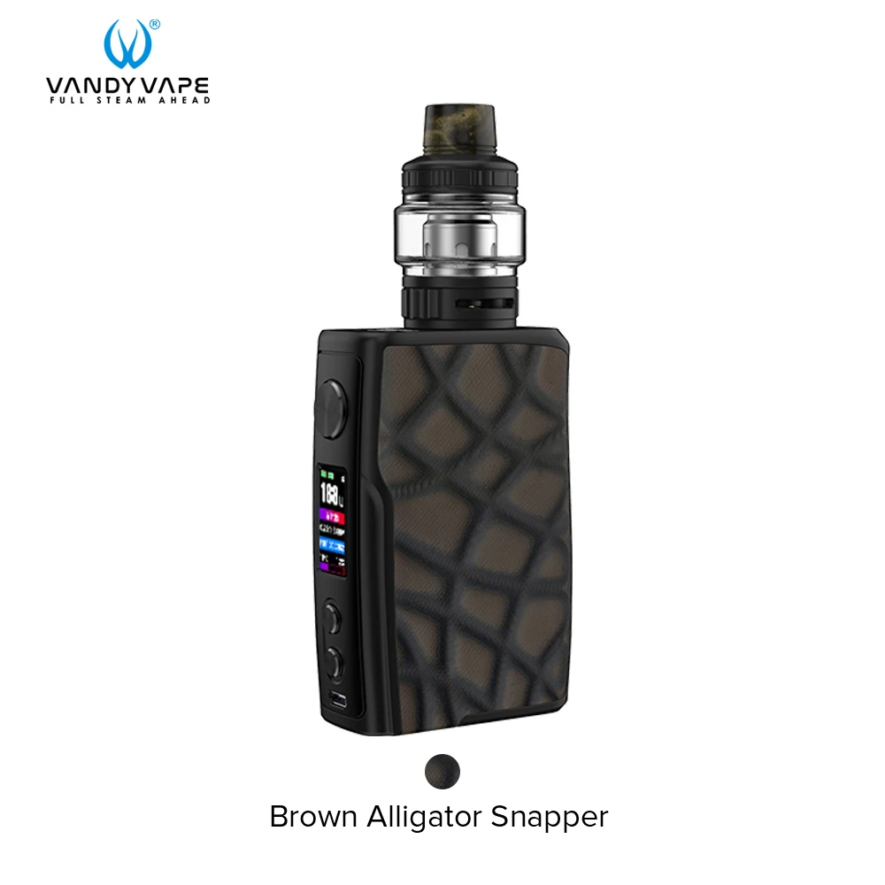 Оригинальная коробка Vandy Vape, набор с зарядкой от двух аккумуляторов 18650, 188 Вт, мод 3 мл, водостойкий стартовый набор vwell, Vs Drag 2 - Цвет: Brown Alligator