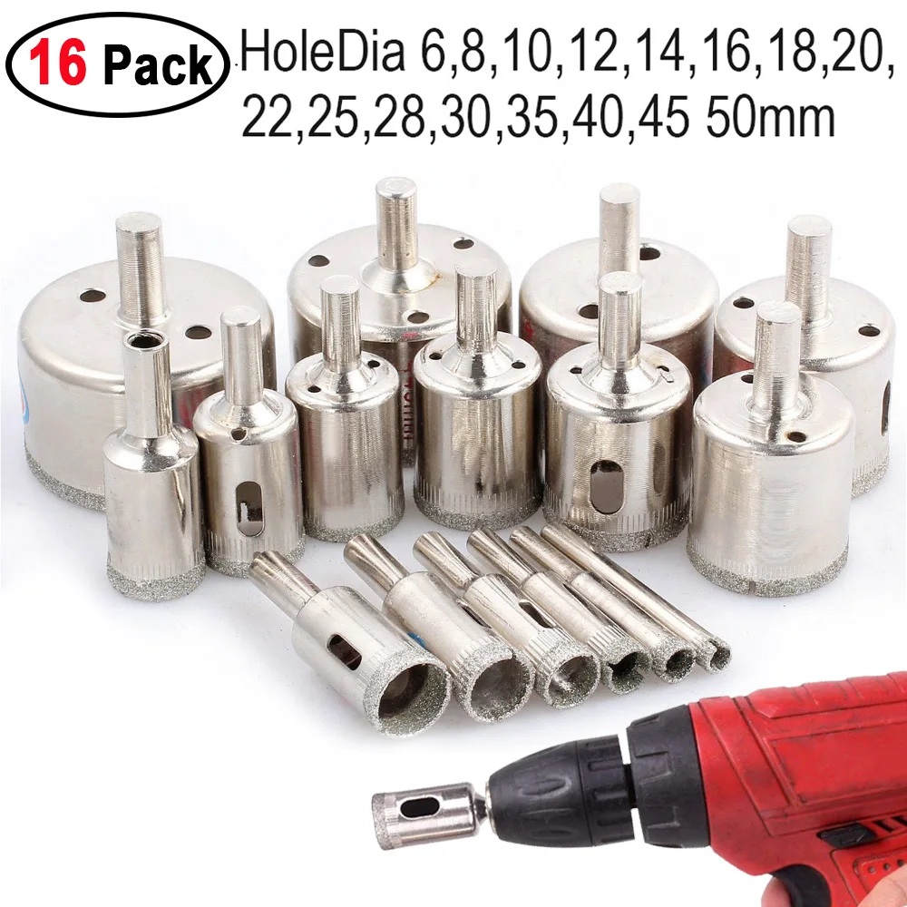8pcs 6mm-20mm Diamond Tool Drill Bit Trou Scie Set Pour Verre Céramique Marbre Carrelage