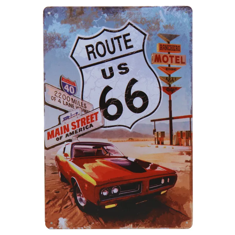 Винтажный US Route 66 знак металлические таблички Искусство Декор стены оловянные знаки плакат искусство железные пластины ретро-наклейки стиль живопись 30X20 см H19
