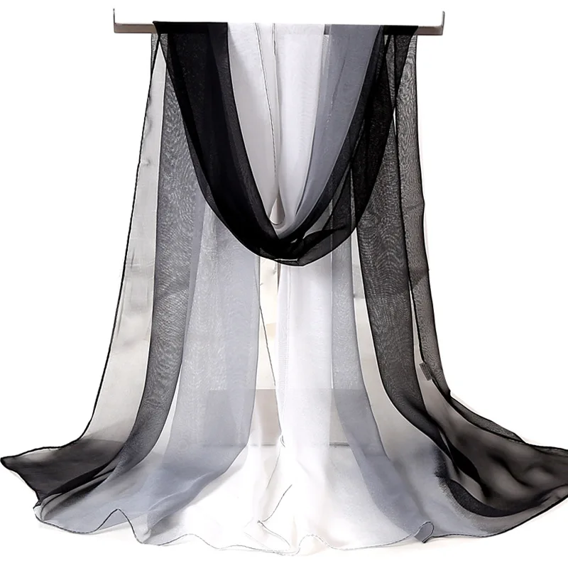 Four Seasons Thin Soft Chiffon For Women Silky Gradient Printing Beach Georgette Scarf Shawls Long Wraps Beach Sunscreen Hijab 6