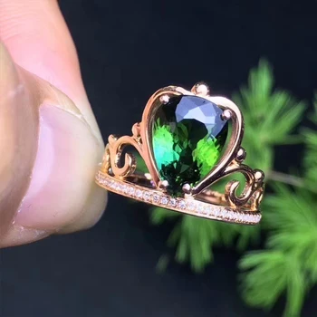 

Natural green Tourmaline ring 18k gold match Natural South Africa Diamond Bare stone2.5ct Specifications 9.8*7mm passable adjust