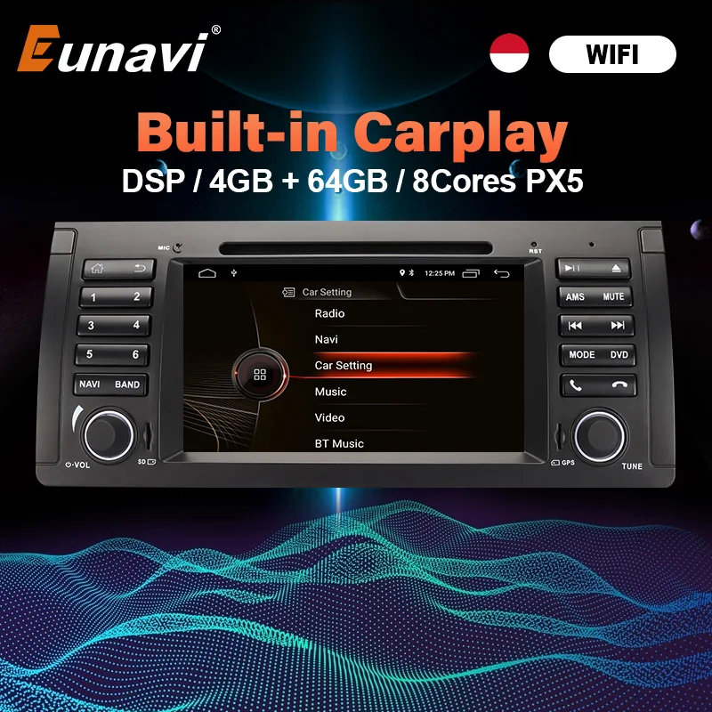Eunavi 1 Din 7 inch Android 10 Car DVD Player For BMW E53 E39 X5 Multimedia 8 Core Auto Radio Stereo WIFI DSP GPS Navigation