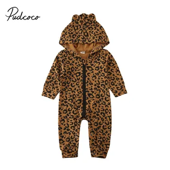 

Pudcoco Zipper Leopard Hooded Romper 2019 Newborn Baby Girl Boy Fashion Clothes Jumpsuit Playsuit Sleepwear Autumn Outfits