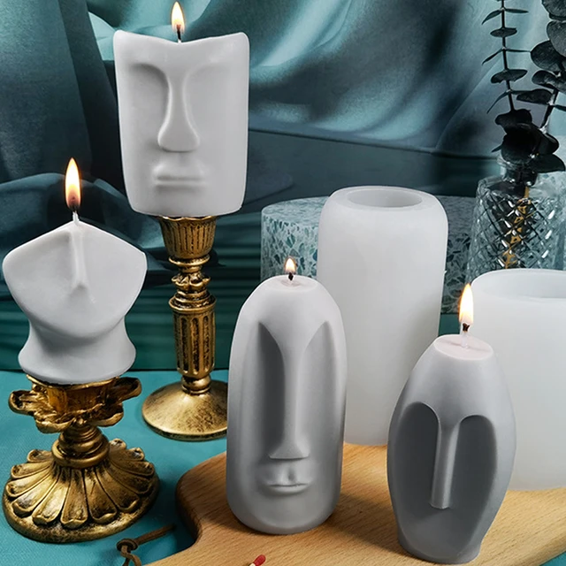 Fai da te astratto viso umano candele aromatiche stampo Silicone resina UV  stampi per sapone ornamenti