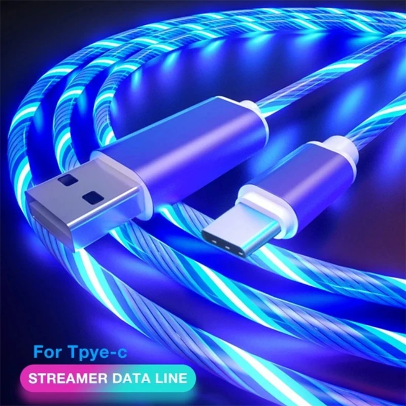 Светящийся кабель Зарядные кабели светодиодная подсветка Micro USB Тип C зарядное