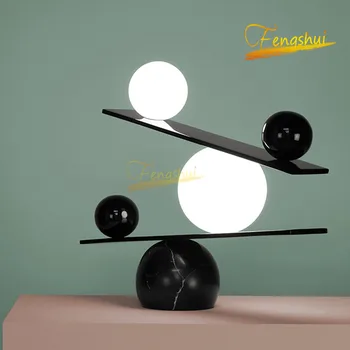 

Nordic Creative Glass Ball Balance Table Lamp Modern Light Luxury Marble LED Table Lamp Living Room Reading Study Decor Fixtures